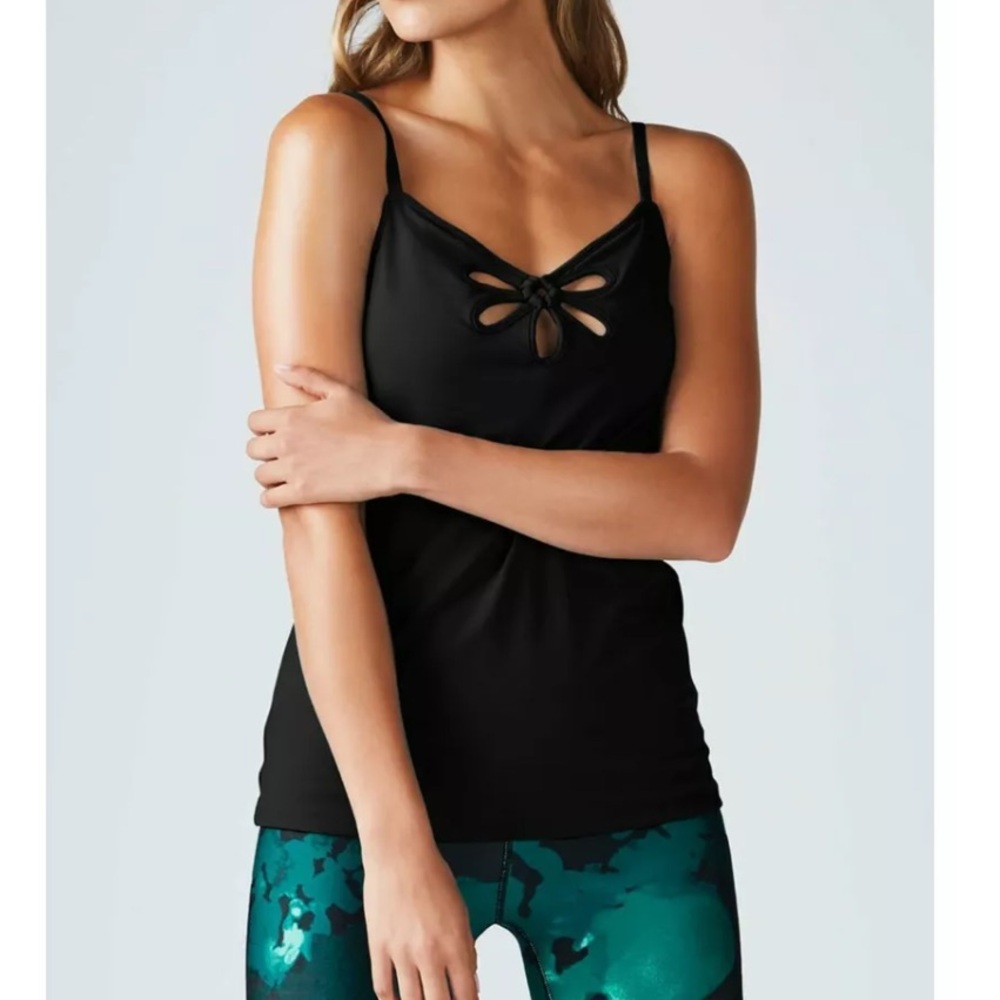 Fabletics Black Petal Tank Top w/ Built-in Bra